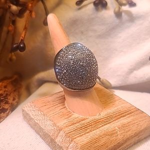 Michael Kors Gunmetal Gray & Swarovski Crystal Cocktail 💍 Ring Sz 8